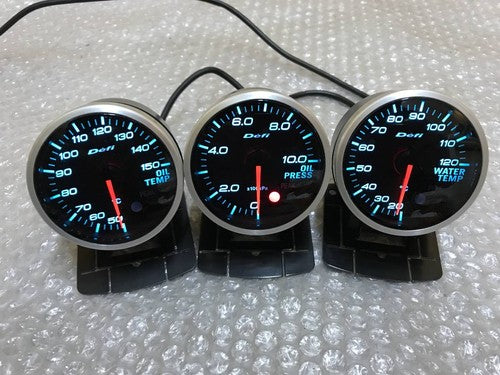 Defi BF 60mm Water Temperature Oil Temperature Oil Pressure Gauge Blue