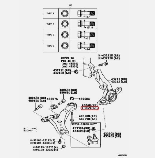 LEXUS Genuine Lower Suspension Wishbone Control Arms Front OEM 48069-48030