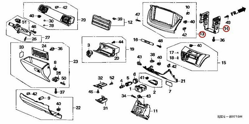 GENUINE HONDA FR-V DOUBLE DIN PANEL & Audio Bracket77251-SJD-003ZA 77255-SJD-003