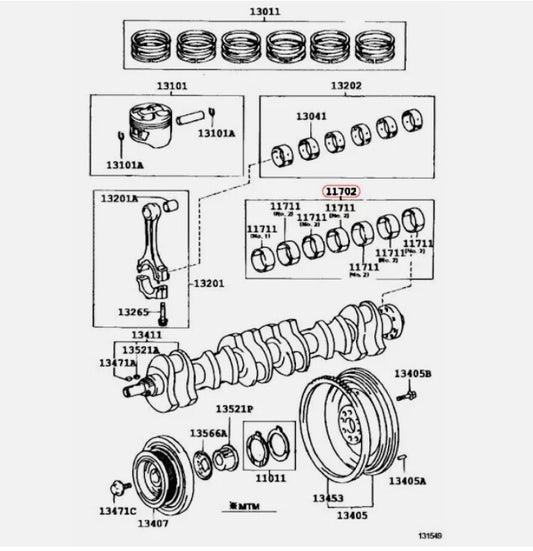 Toyota Genuine MK4 JZA80 JZX100 JS161 JZX110 Crankshaft Bearing Set 11704-46030
