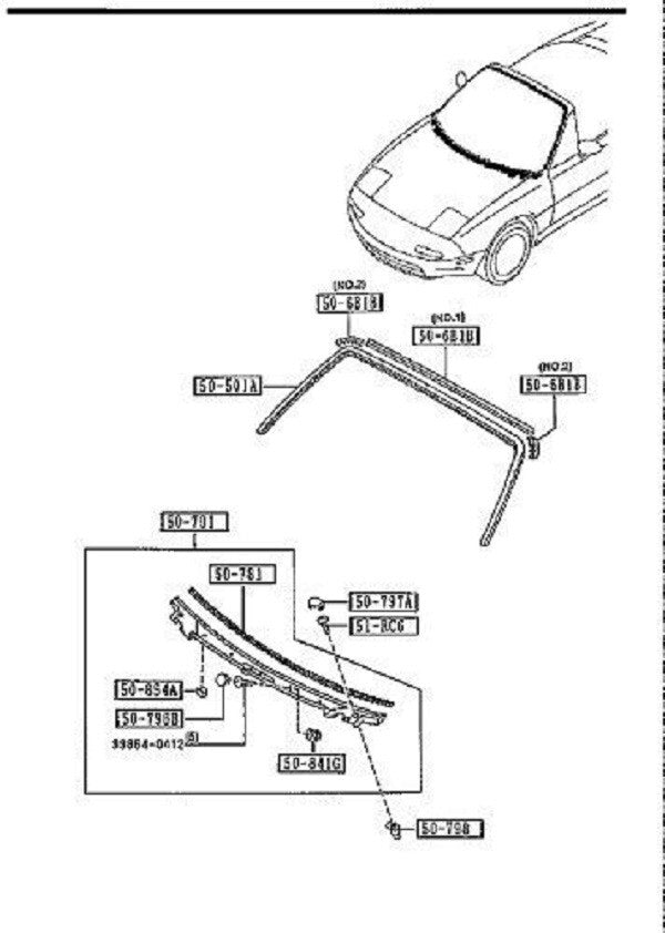 MAZDA Genuine RX-7 FD3S 1991-1998 Front Grass Windshield Molding&Protector Set