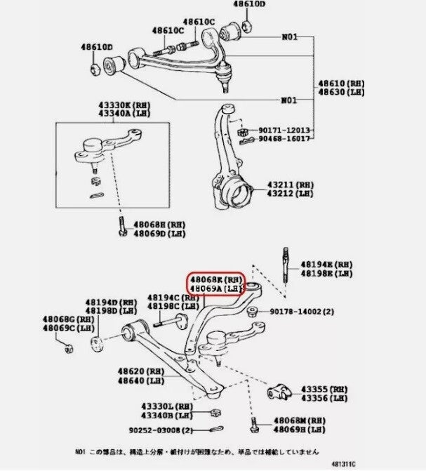 LEXUS OEM FACTORY FRONT LOWER SUSPENSION ARM SET 48670 48660