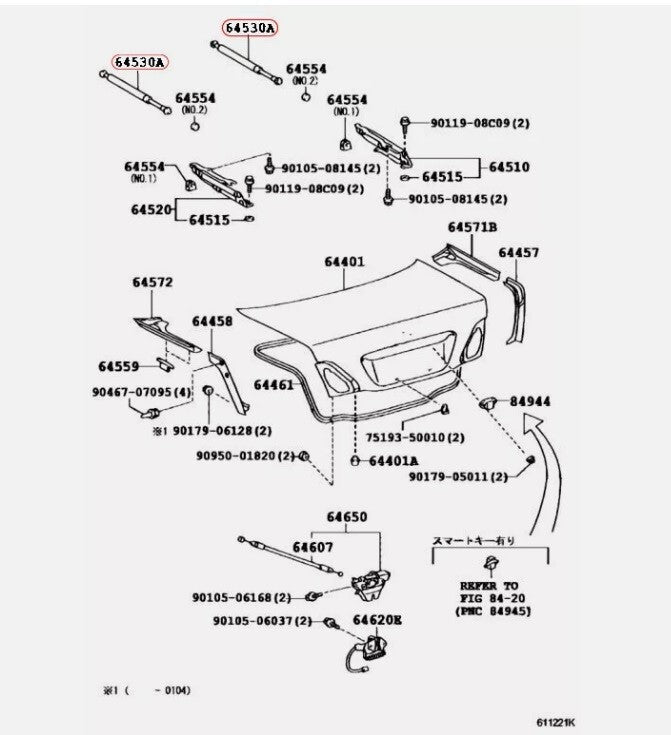 TOYOTA Genuine CELSIOR UFC30 31 LEXUS LS430 Luggage Compartment Door Support OEM