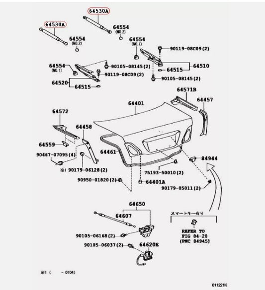TOYOTA Genuine CELSIOR UFC30 31 LEXUS LS430 Luggage Compartment Door Support OEM