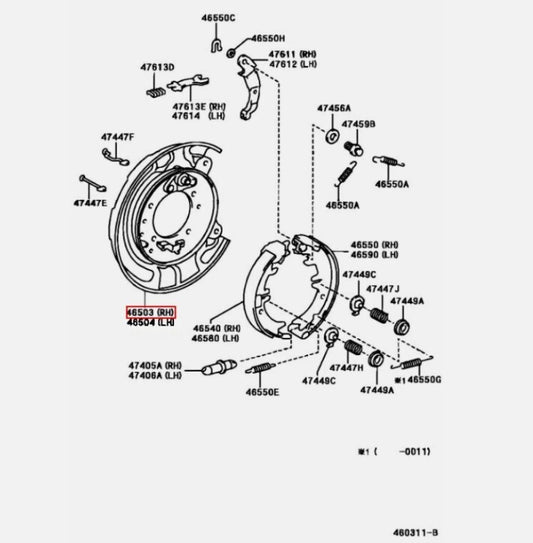 Toyota Genuine PLATE SUB-ASSY, PARKING BRAKE, RH OEM 46503-28030