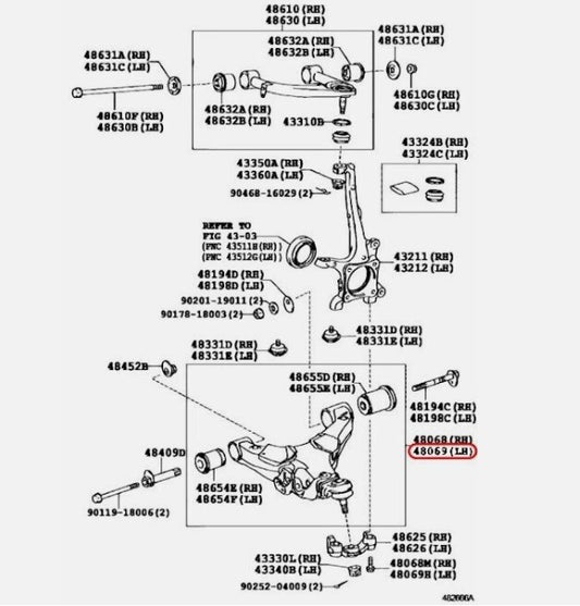 TOYOTA OEM Front Suspension Lower Arm LH For LAND CRUISER LEXUS 48069-60030