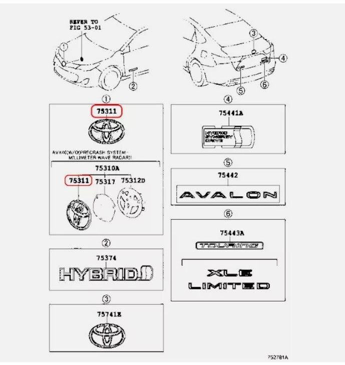 Toyota Genuine Front Emblem C-HR NGX50 ZYX10 53141-42020 90183-06031x2 OEM
