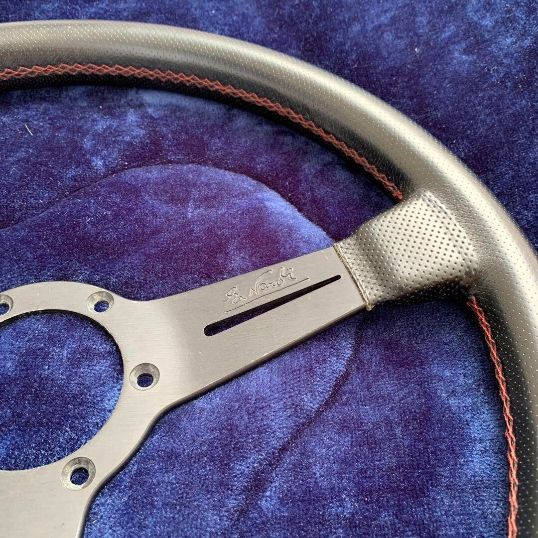 NARDI Steering Wheel 36cm Perforated Leather Red Stitching