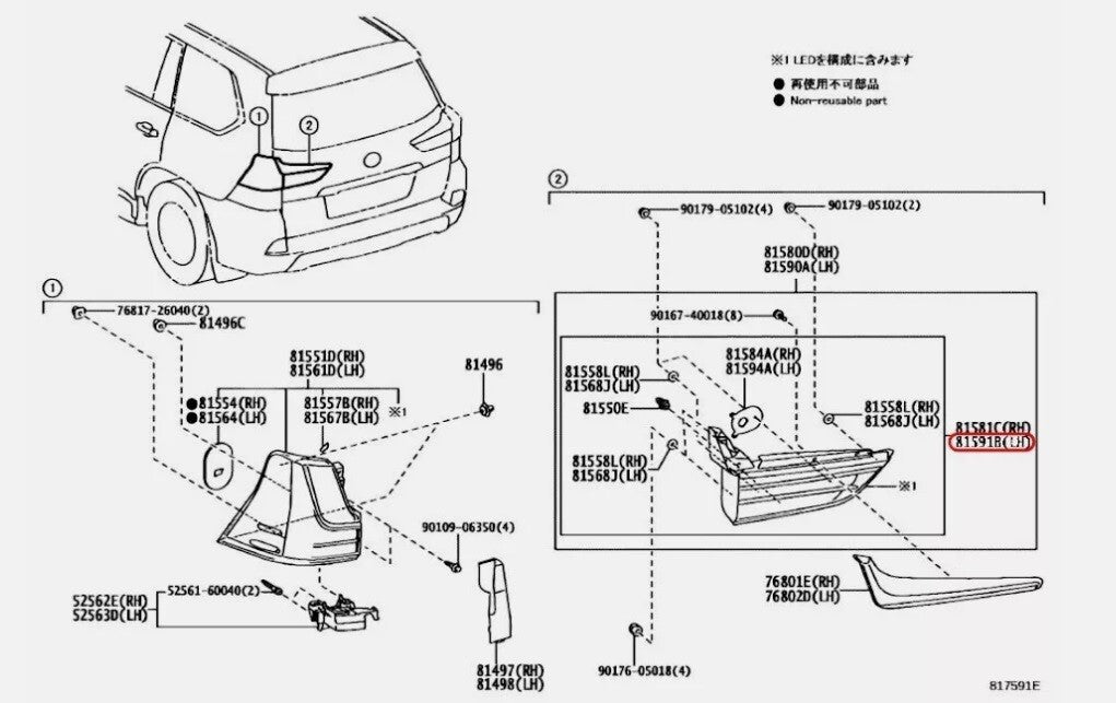 Toyota OEM LENS & BODY LH sequential turn for LX570 URJ201 Genuine 81591-60430