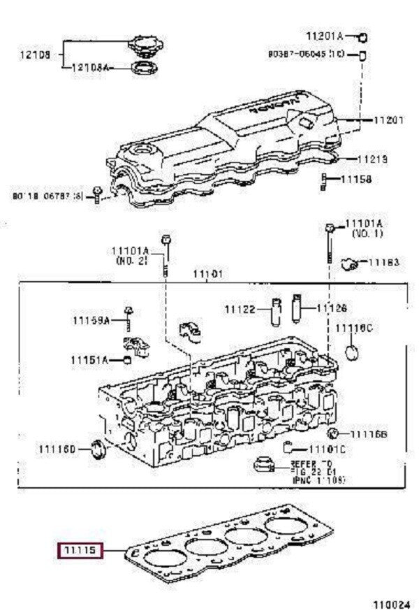 11115-54084-D0 Toyota Hilux Diesel Turbo 2 LTE OEM Engine Cylinder Head Gasket