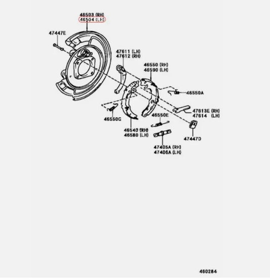 Toyota Corolla Celica Matrix OEM Parking Brake Plate Subassembly LH 46504-20070