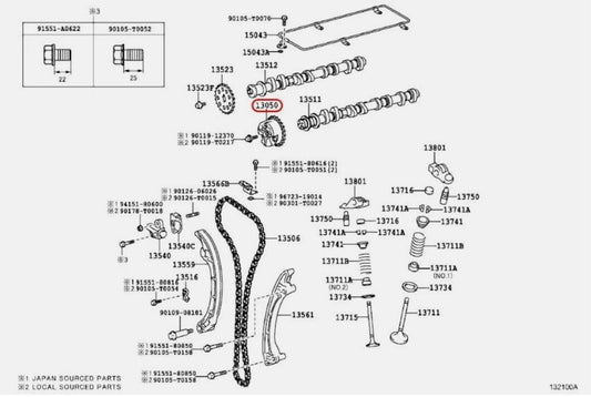 TOYOTA Genuine 4RUNNER 2009/08- Gear Assy, Camshaft Timing OEM 13050-75010