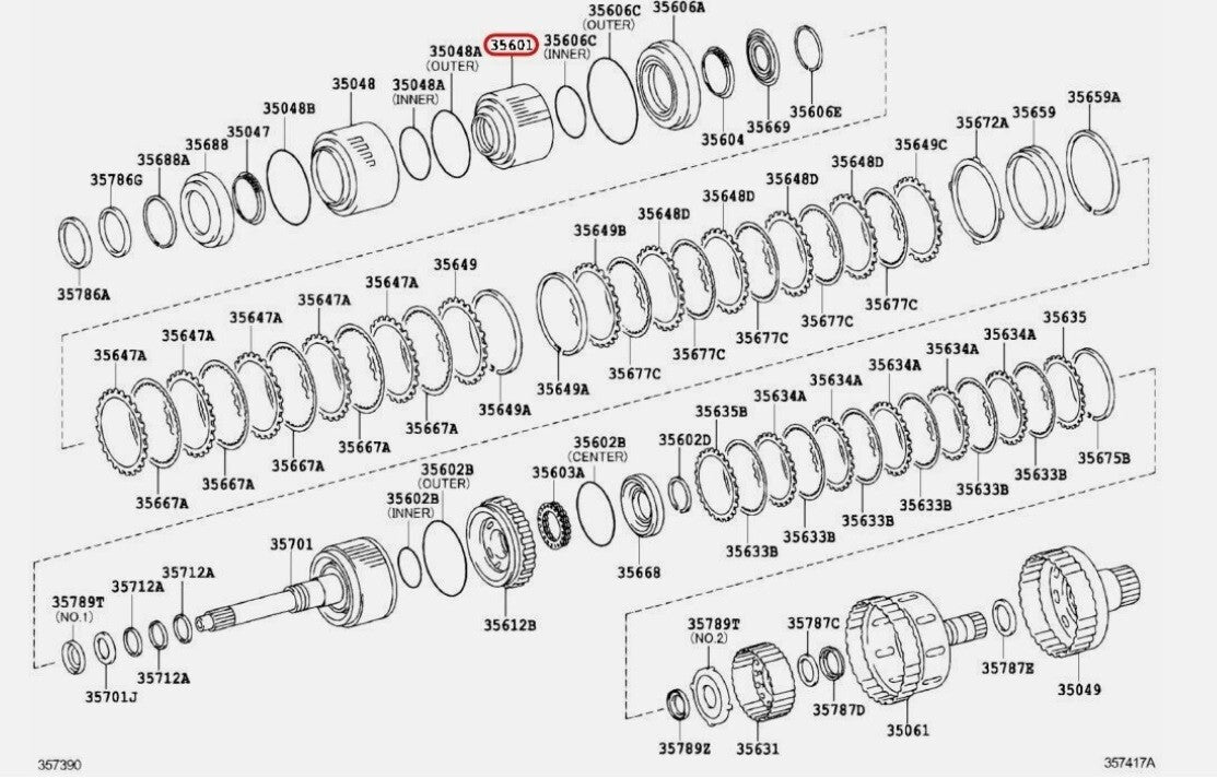 Toyota OEM DRUM SUB-ASSY, CLUTCH for LEXUS LX470 UZJ100 35601-50030
