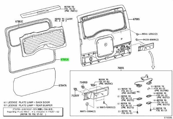 67881-35051 Genuine Toyota GSJ10 GSJ15 FJ CRUISER Weatherstrip, Back Door OEM