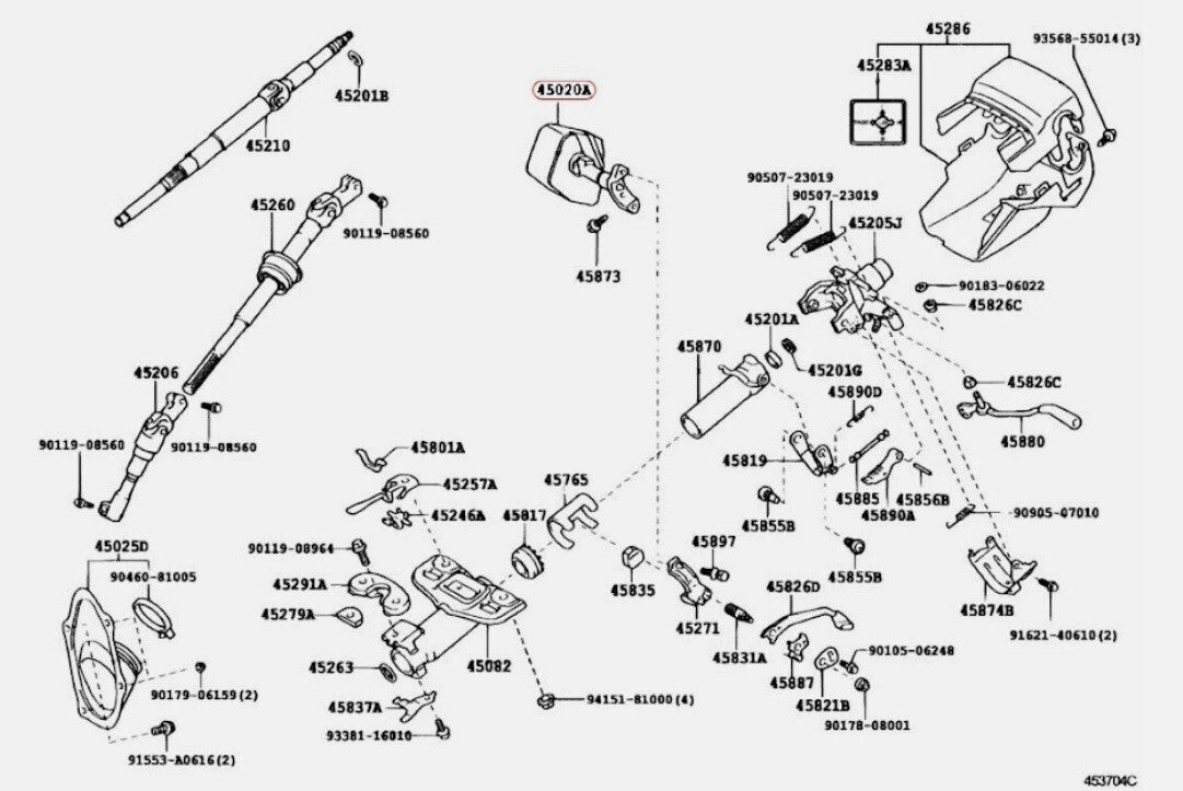 Toyota Genuine LAND CRUISER URJ200 Actuator assy, steering lock OEM 45020-30A60