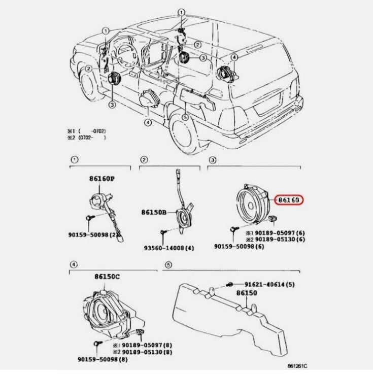 Toyota SPEAKER ASSY, FRONT NO.1 OEM Genuine 86160-0W270
