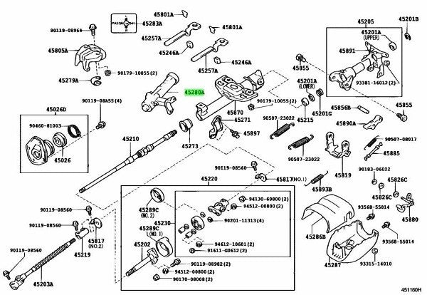 45280-60610 Toyota Land Cruiser Lexus LX470 OEM Upper Steering Column Bracket