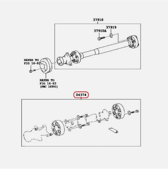 Toyota Genuine Previa 1997 Coupling Kit TCR1 TCR2 OEM 04374-28011