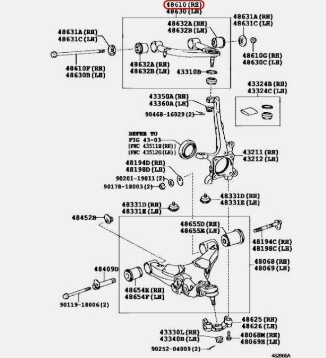 TOYOTA OEM Front Suspension Upper Arm RH for LAND CRUISER 48610-60060