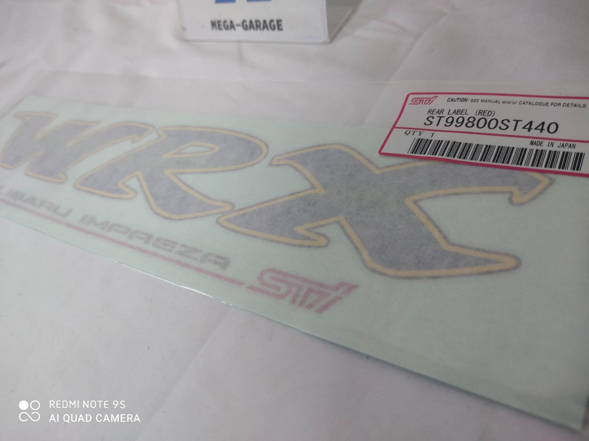 ST99800ST440 SUBARU Genuine Impreza WRX STI GC8 Rear Trunk White Decal Sticker