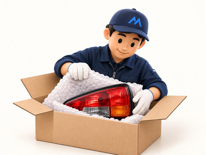 Friendly illustration of careful packing in Japan