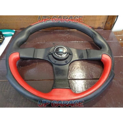 [USED] NARDI LEADER Black and Red Leather/Black Spoke 35cm Steering Wheel