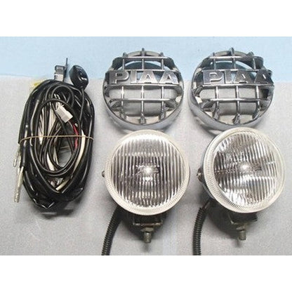 [USED] PIAA 510 Round 10cm H3 Halogen Fog Light Chrome Stone Guard Relay Harness