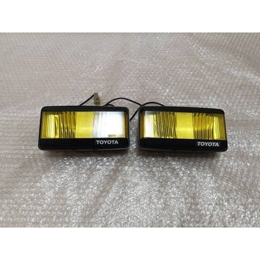 [USED] Vintage Toyota Nihongiken Square Fog Lamps Halogen Yellow AE86 GX71 MR2 Pair