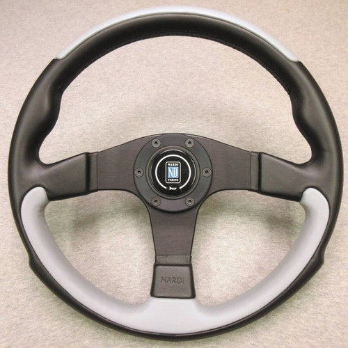 NARDI LEADER Steering Wheel 35mm Gray/Black Leather Refurbished