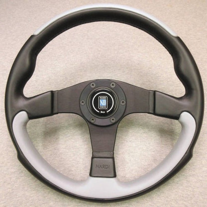 NARDI LEADER Steering Wheel 35mm Gray/Black Leather Refurbished
