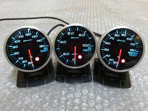 Defi BF 60mm Water Temperature Oil Temperature Oil Pressure Gauge Blue
