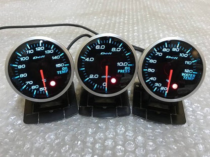 Defi BF 60mm Water Temperature Oil Temperature Oil Pressure Gauge Blue