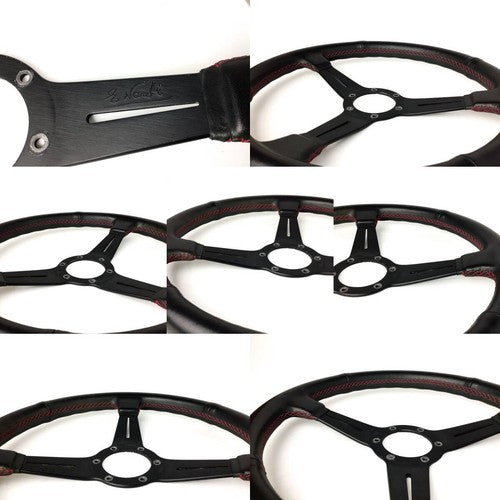 NARDI Classic Leather Steering Wheel 36.5 Φ Red Cross Stitch