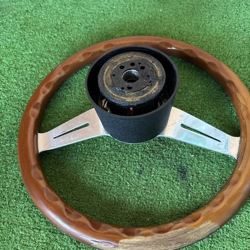 NARDI Classic Wood Steering Wheel Silver Spokes 36cm