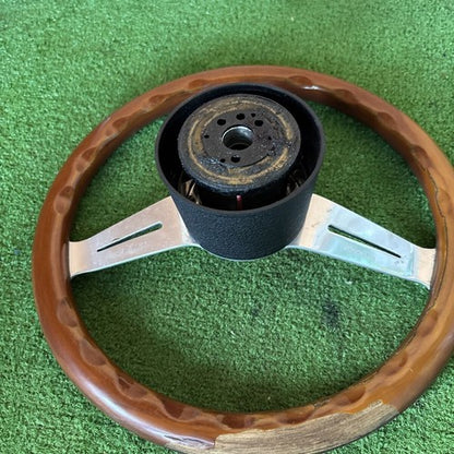 NARDI Classic Wood Steering Wheel Silver Spokes 36cm