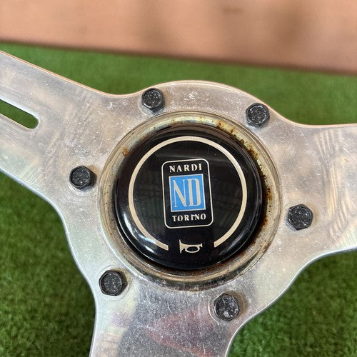 NARDI Classic Wood Steering Wheel Silver Spokes 36cm