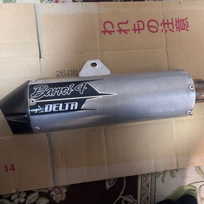 DELTA Barrel 4 Motorcycle Slip-On Silencer Muffler Silver