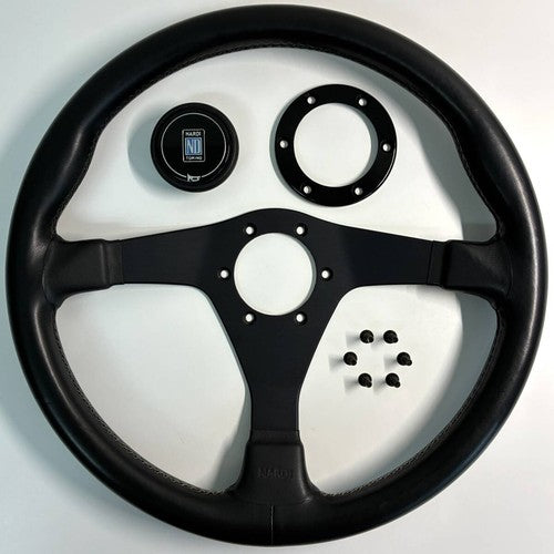 NARDI GARA3 Black Spoke Black Leather Steering Wheel 365mm
