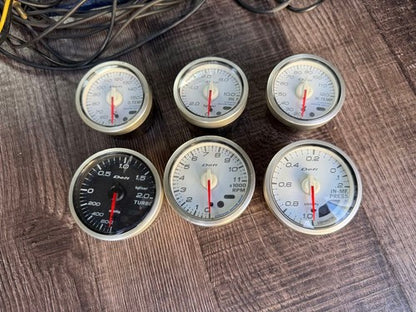 Defi White Gauge Meter Early Model Instrument Cluster