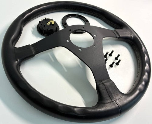 NARDI GARA3 Black Spoke Black Leather Steering Wheel 365mm