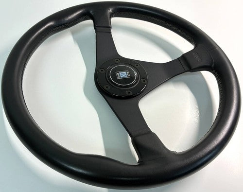 NARDI GARA3 Black Spoke Black Leather Steering Wheel 365mm
