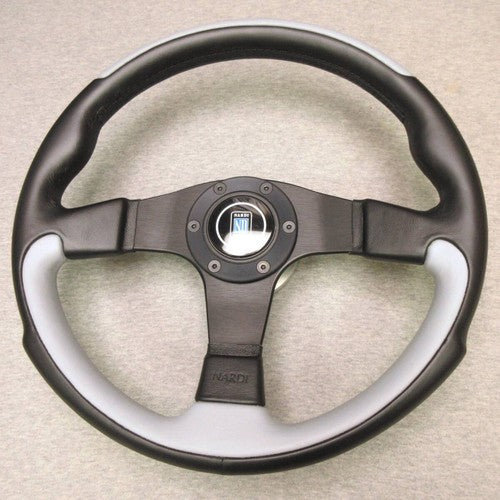 NARDI LEADER Steering Wheel 35mm Gray/Black Leather Refurbished