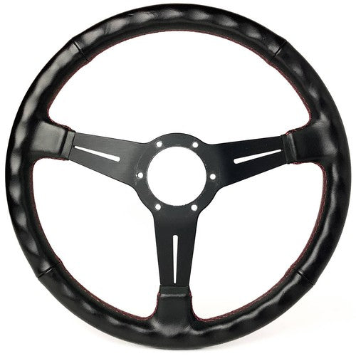 NARDI Classic Leather Steering Wheel 36.5 Φ Red Cross Stitch