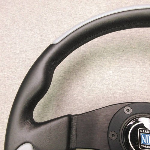 NARDI LEADER Steering Wheel 35mm Gray/Black Leather Refurbished