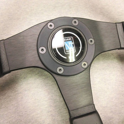 NARDI LEADER Steering Wheel 35mm Gray/Black Leather Refurbished