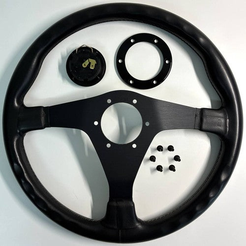 NARDI GARA3 Black Spoke Black Leather Steering Wheel 365mm