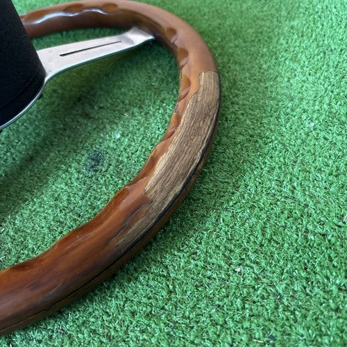 NARDI Classic Wood Steering Wheel Silver Spokes 36cm