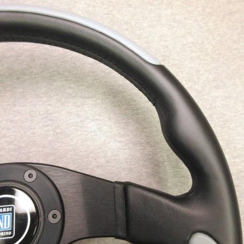 NARDI LEADER Steering Wheel 35mm Gray/Black Leather Refurbished