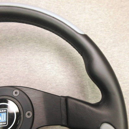 NARDI LEADER Steering Wheel 35mm Gray/Black Leather Refurbished