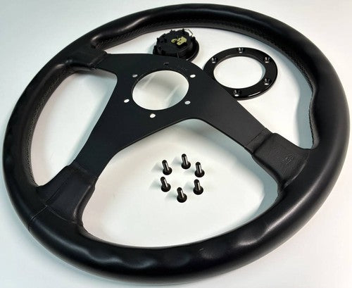 NARDI GARA3 Black Spoke Black Leather Steering Wheel 365mm
